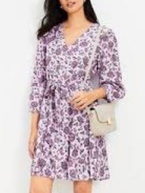 Loft Lavender And Purple Floral Mini Dress